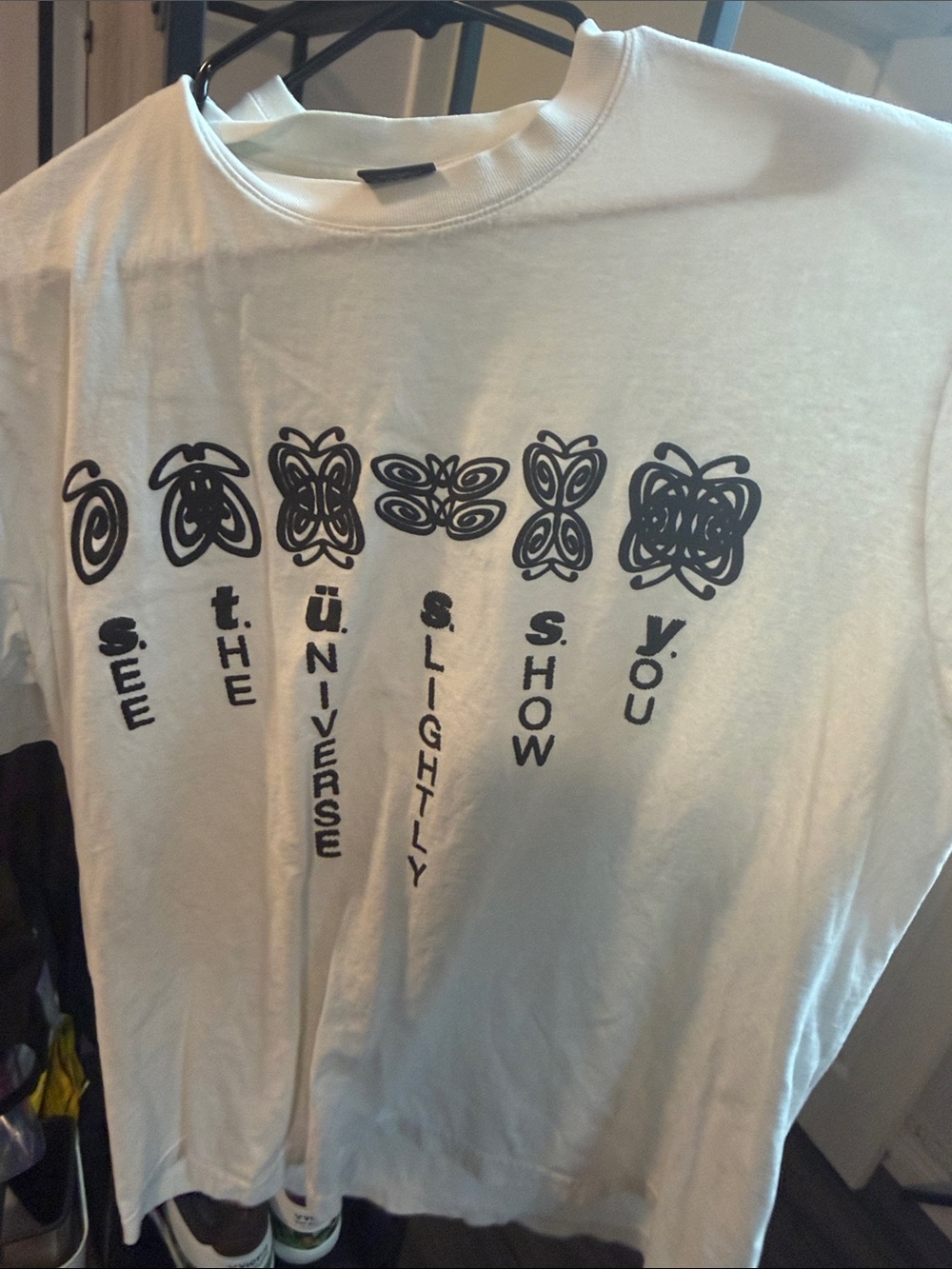 Stussy White T-Shirt with Black Graphic Text